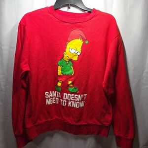 Bart Simpson "Santa Doesn't Need To Know" Sweatshirt-Size Small